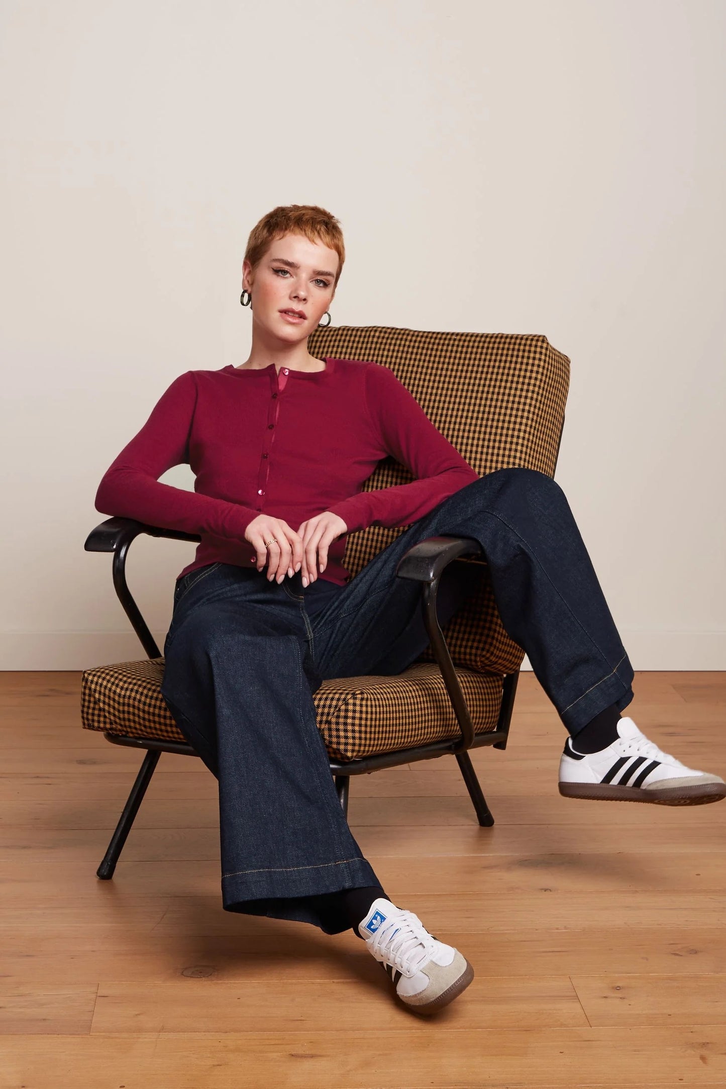 Cardi Round Neck Cocoon - Beaujolais Red