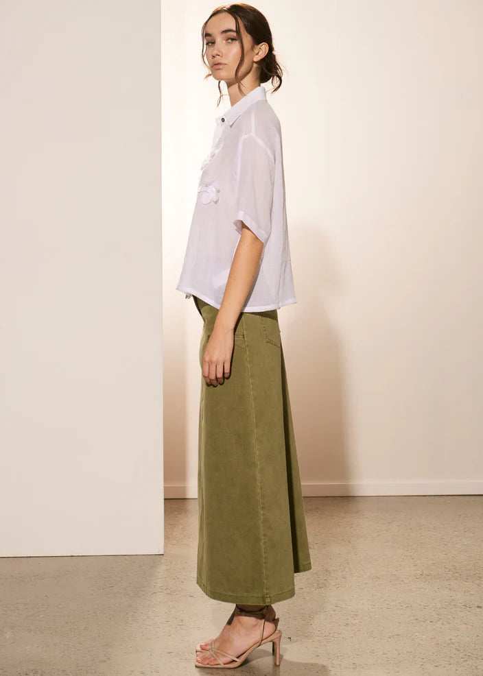 Abi Flower Shirt - White