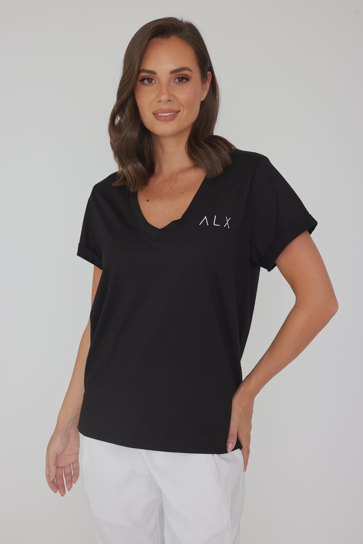 ALX V Neck T - Black