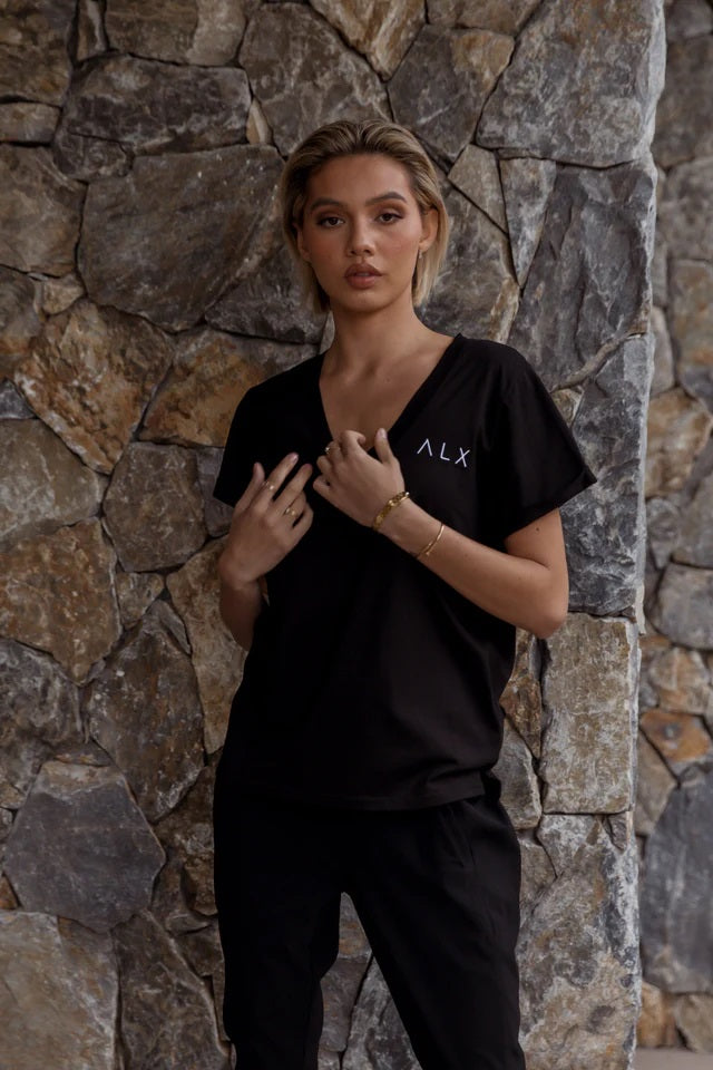 ALX V Neck T - Black