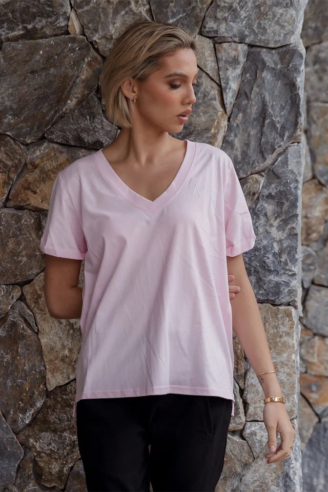 ALX V Neck T - Pink