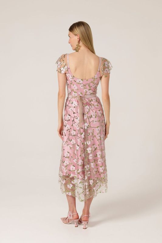 Annas Hummingbird Dress - Pink Beaded Flower