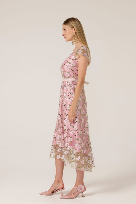Annas Hummingbird Dress - Pink Beaded Flower