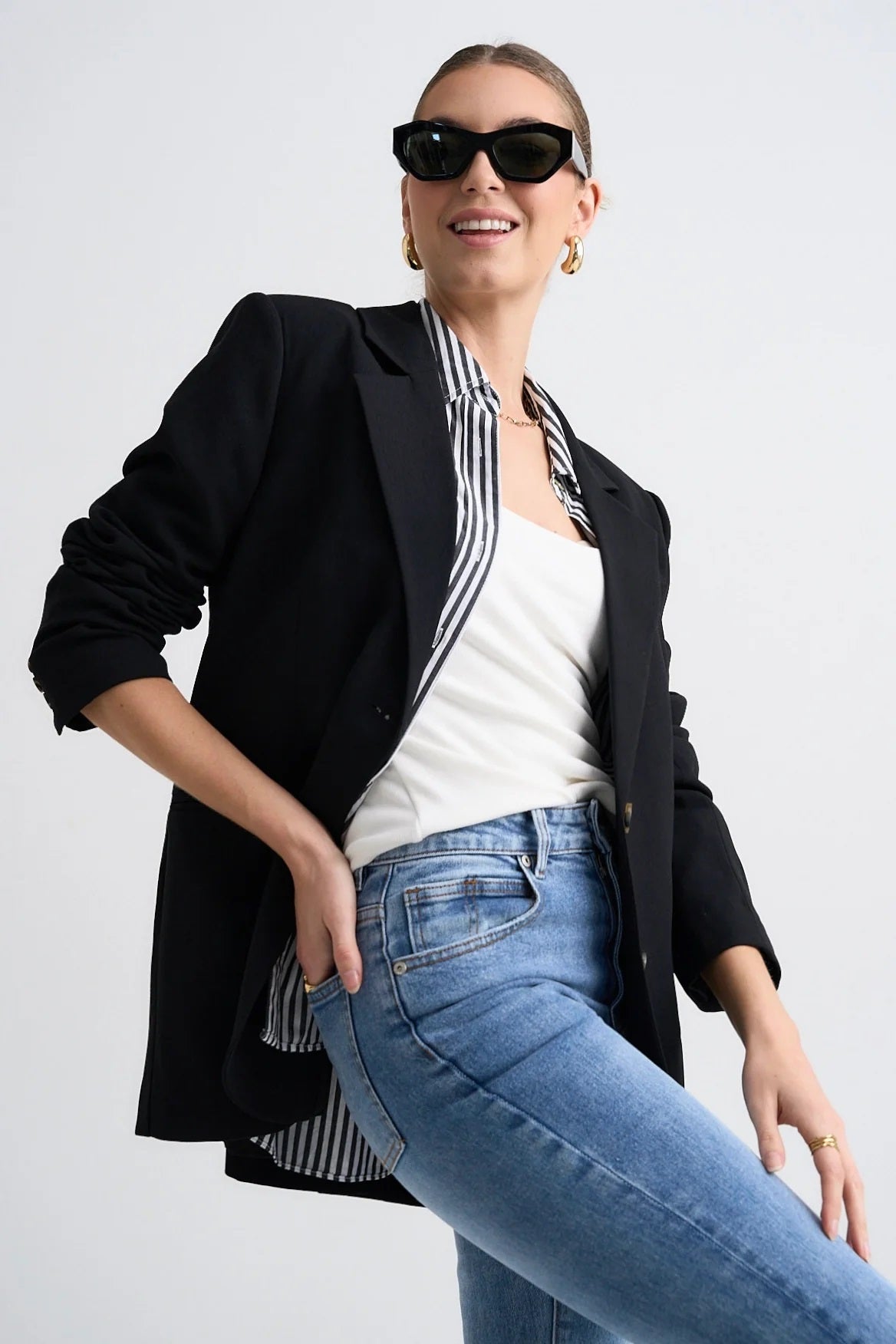 Bestie Crepe Relaxed Fit Blazer - Black