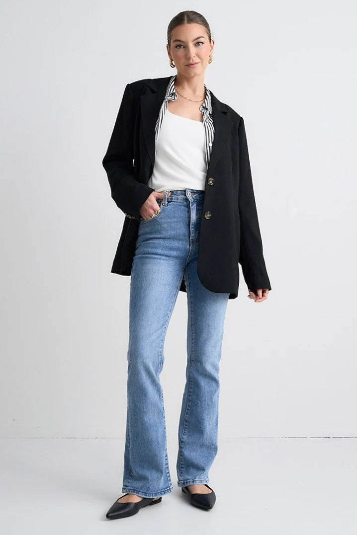 Bestie Crepe Relaxed Fit Blazer - Black