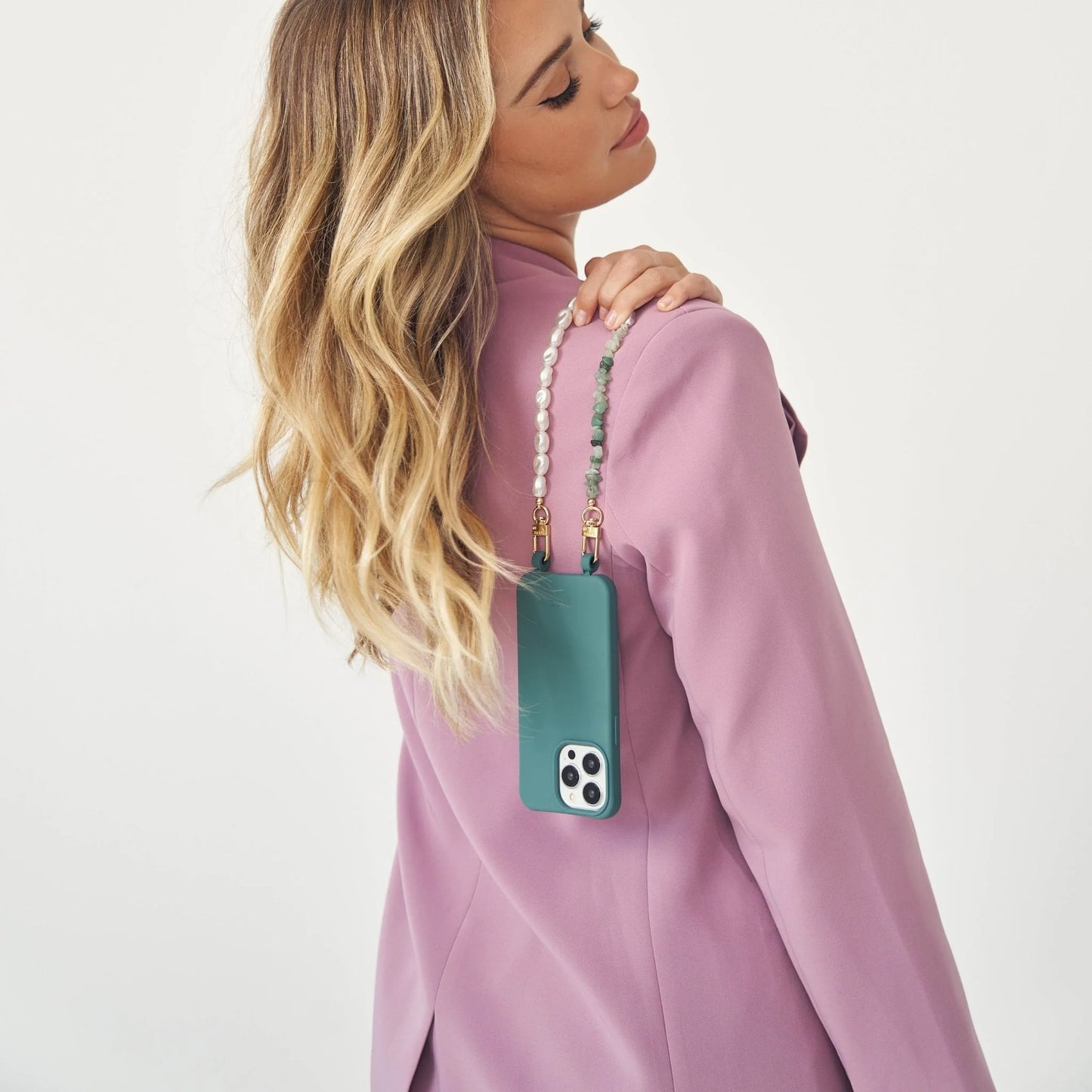 Bodi Phone Wristlet - Pearl and Green Adventurine