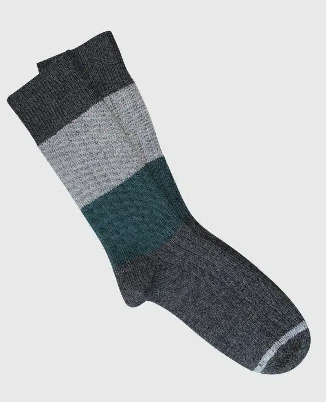 Chunky Rib Merino Socks - Charcoal