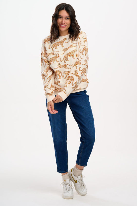Eadie Relaxed Sweatshirt - Cream Leopard