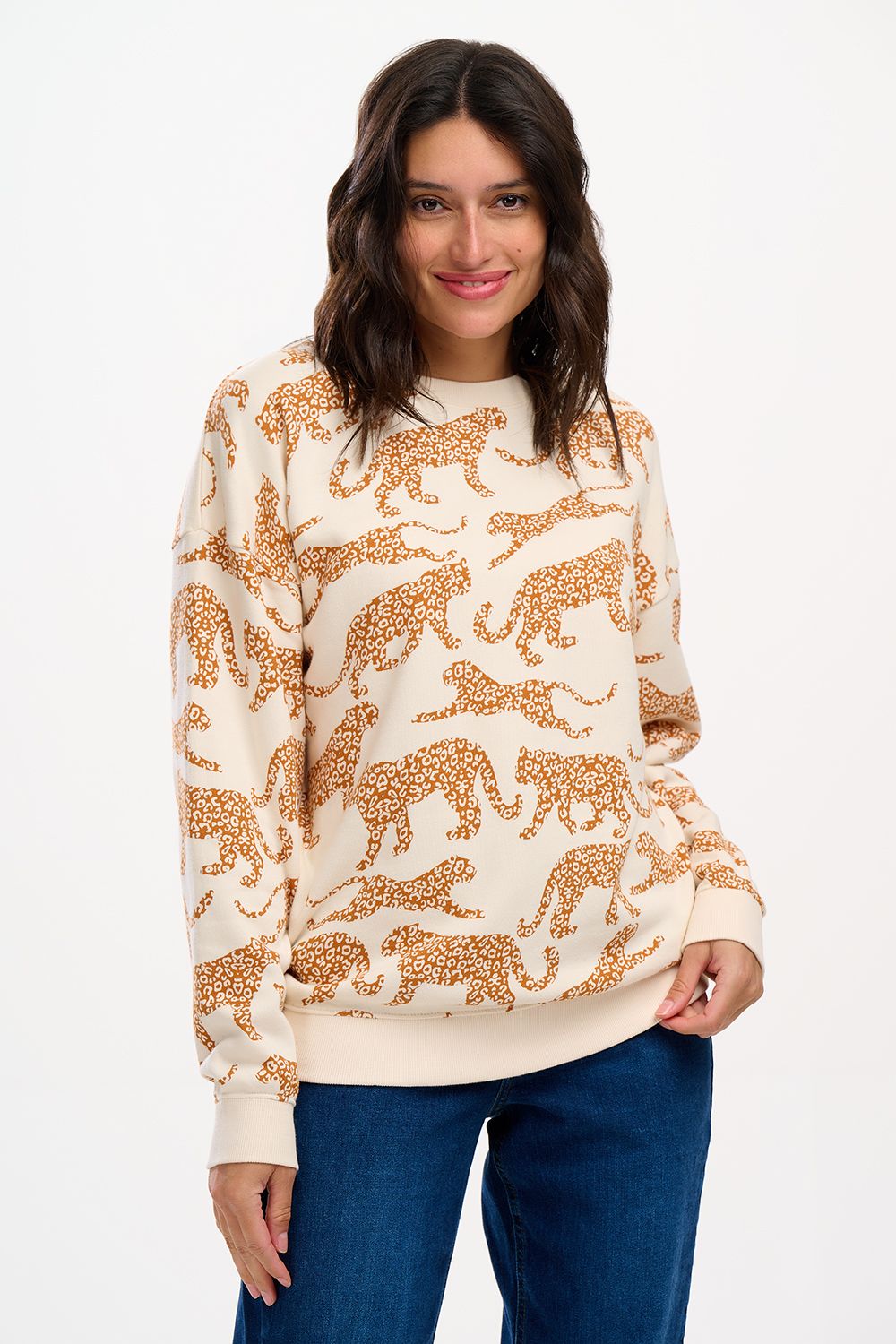 Eadie Relaxed Sweatshirt - Cream Leopard