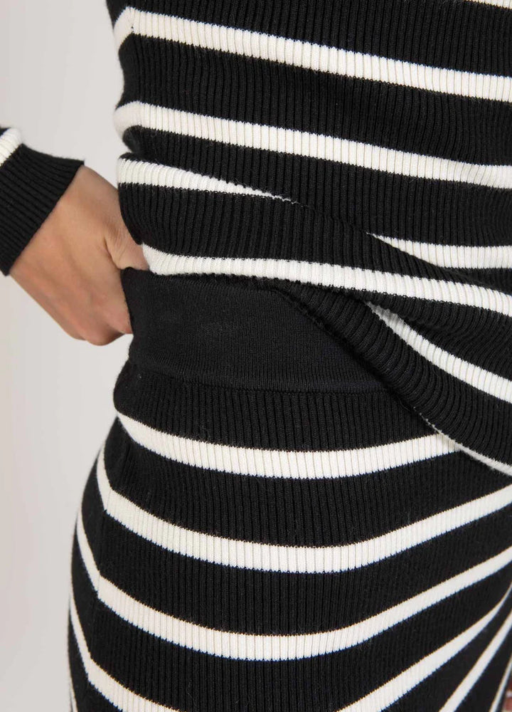 Elena Stripe Skirt - Black/Creme