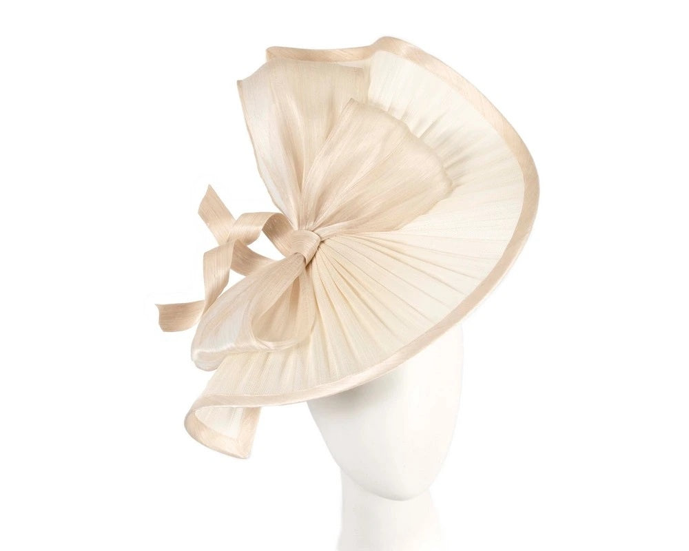 Fanned Fascinator with Bow - Cream