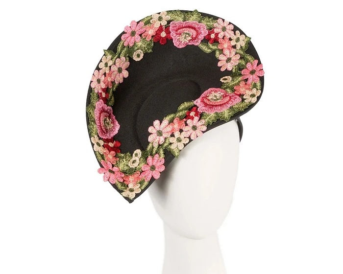 Lace Floral Fascinator - Black