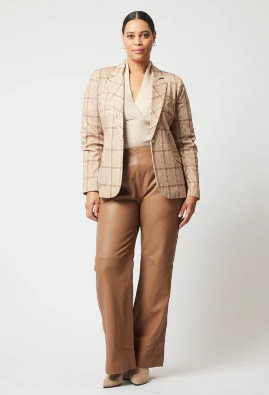 Nova Leather Flared Pant - Husk