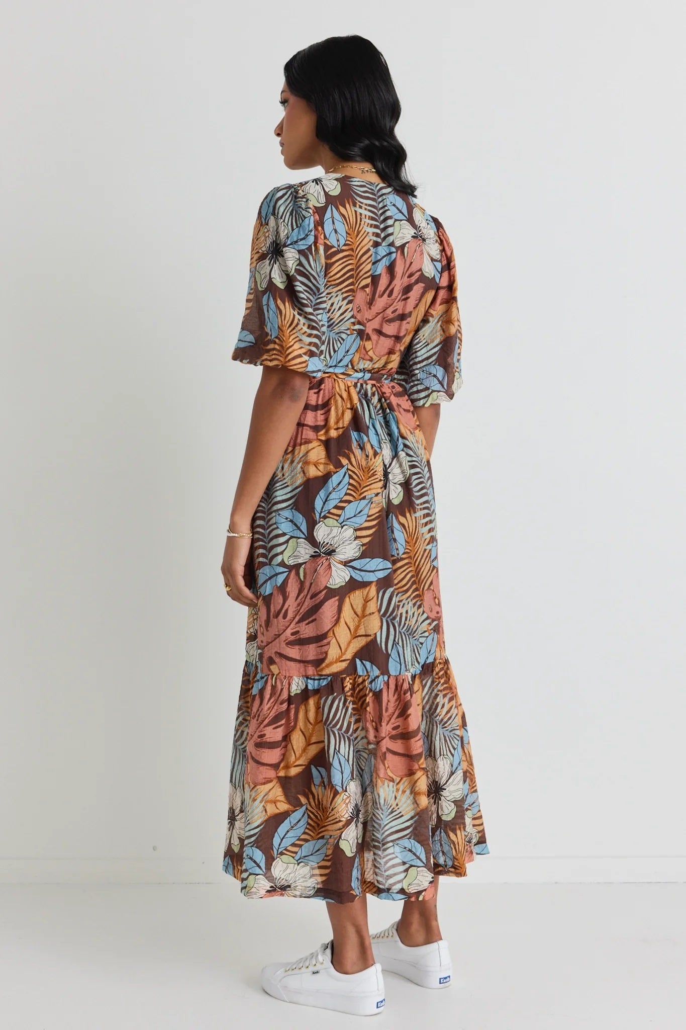 Ocean Midi Wrap Dress - Tropical Chocolate