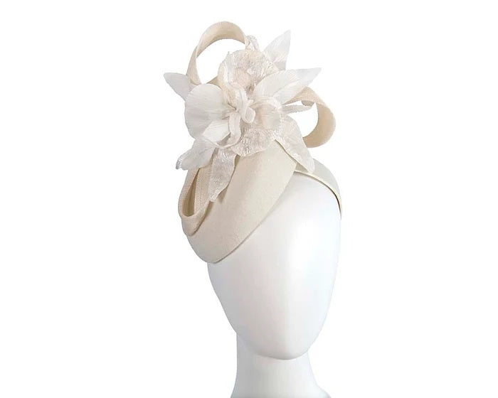 Pillbox with Flowers Fascinator - Cream