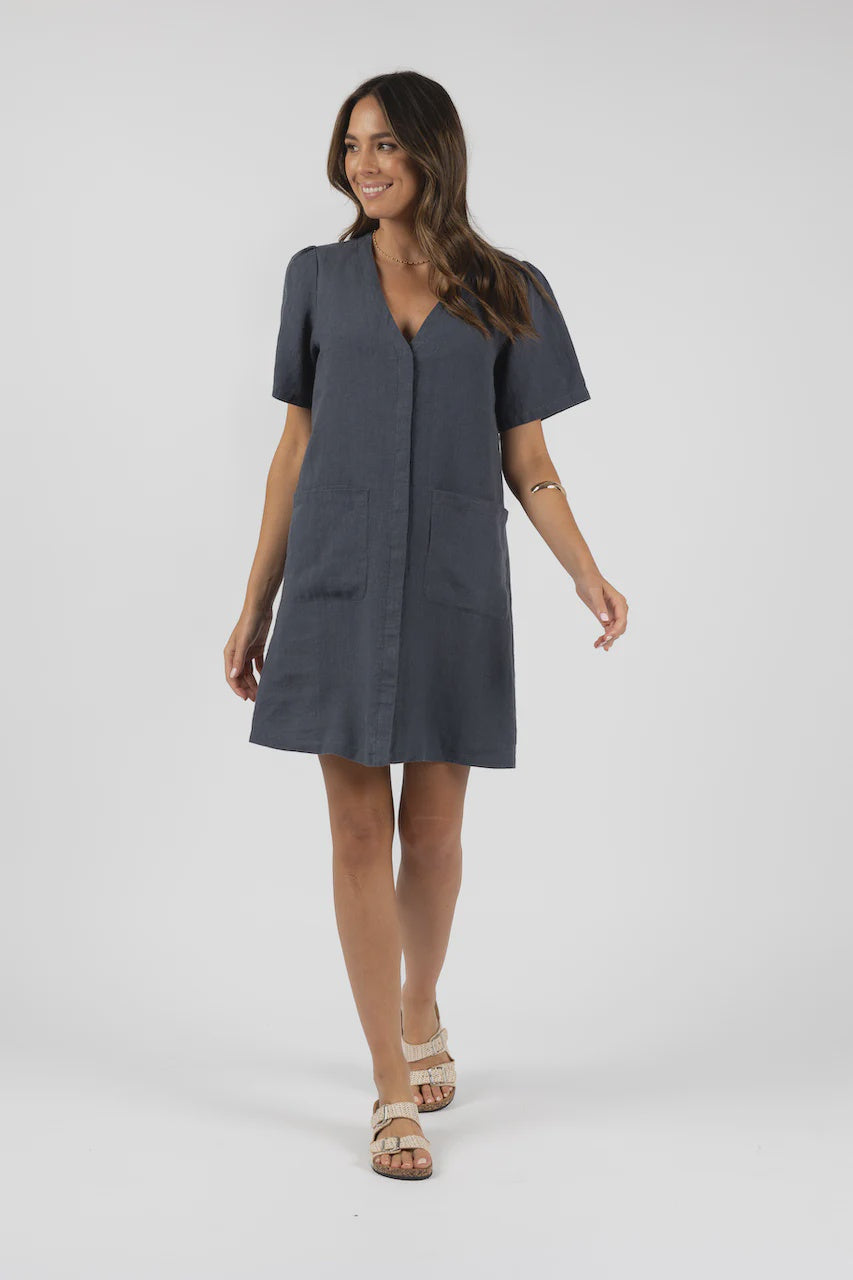 Savina Shift Dress - Steel