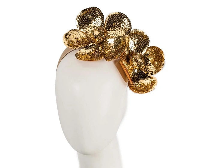 Sequin Flower Fascinator - Gold