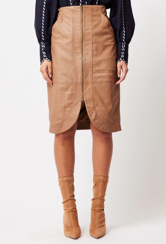 Stella Leather Skirt - Husk