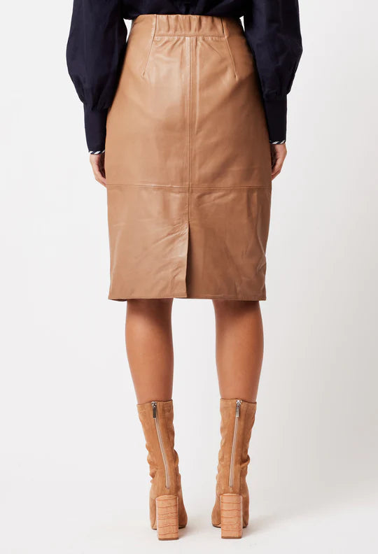 Stella Leather Skirt - Husk
