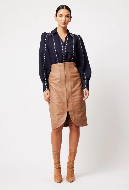 Stella Leather Skirt - Husk