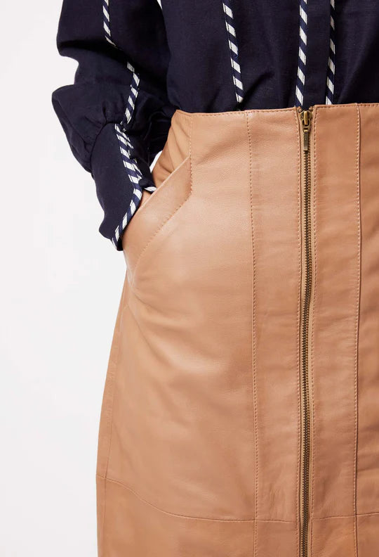 Stella Leather Skirt - Husk