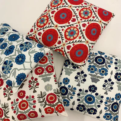 Suzani Floral Cushion - Blue
