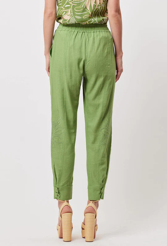 Tulum Embroidered Elastic Waist Jogger - Palm