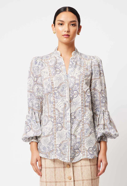 Vega Silk Cotton Insert Shirt - Astral Print