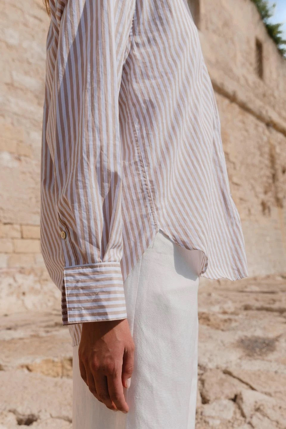 You got this Striped Poplin Oversized Shirt - Ecru