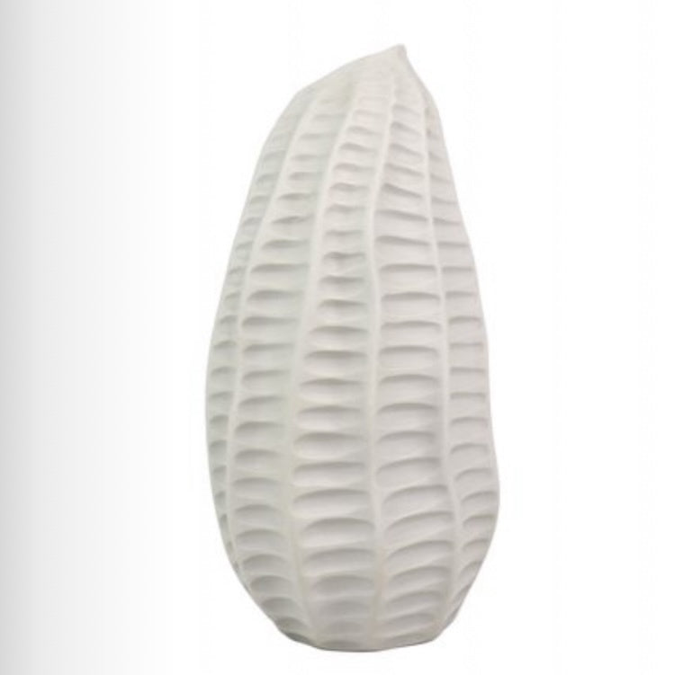 Large Pod Vase - White Etched