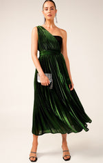 Bala Pleated Dress - Emerald Pleat