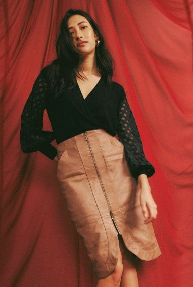 Stella Leather Skirt - Husk