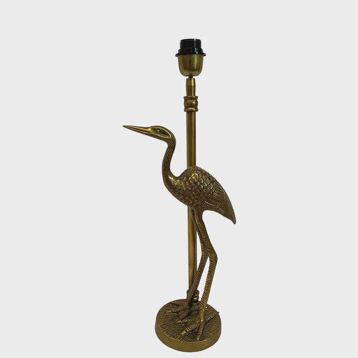 Tall Bird Lamp Base - Antique Gold