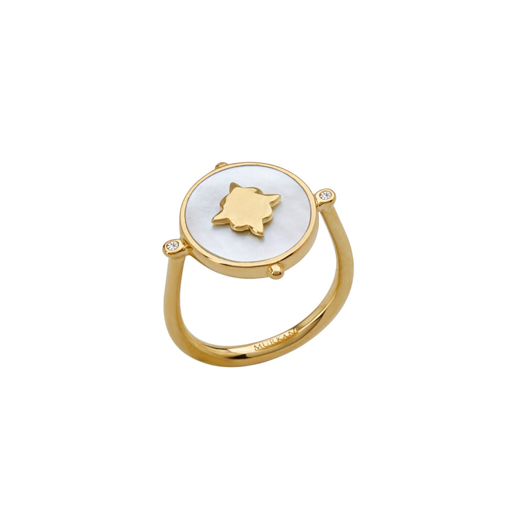 Temple Moon Ring with Mother of Pearl - Gold