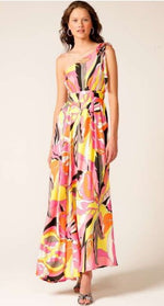 Acapulco Party Dress - Pink Yellow Abstract