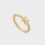 Modernist Band Ring - Gold Pearl