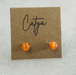 Orange Ball Stud Earrings - Silver
