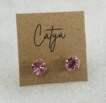 Pink Stone Studs - Silver