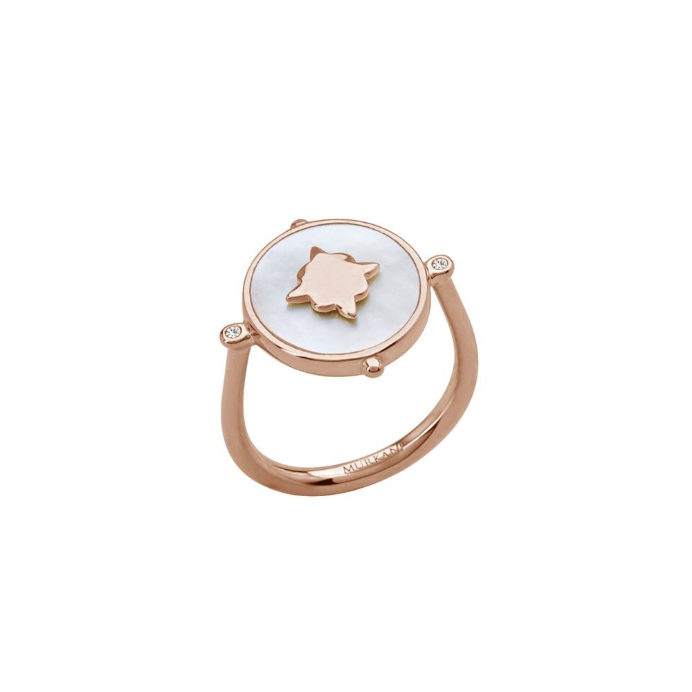 Temple Moon Ring with Mother of Pearl - Rose Gold