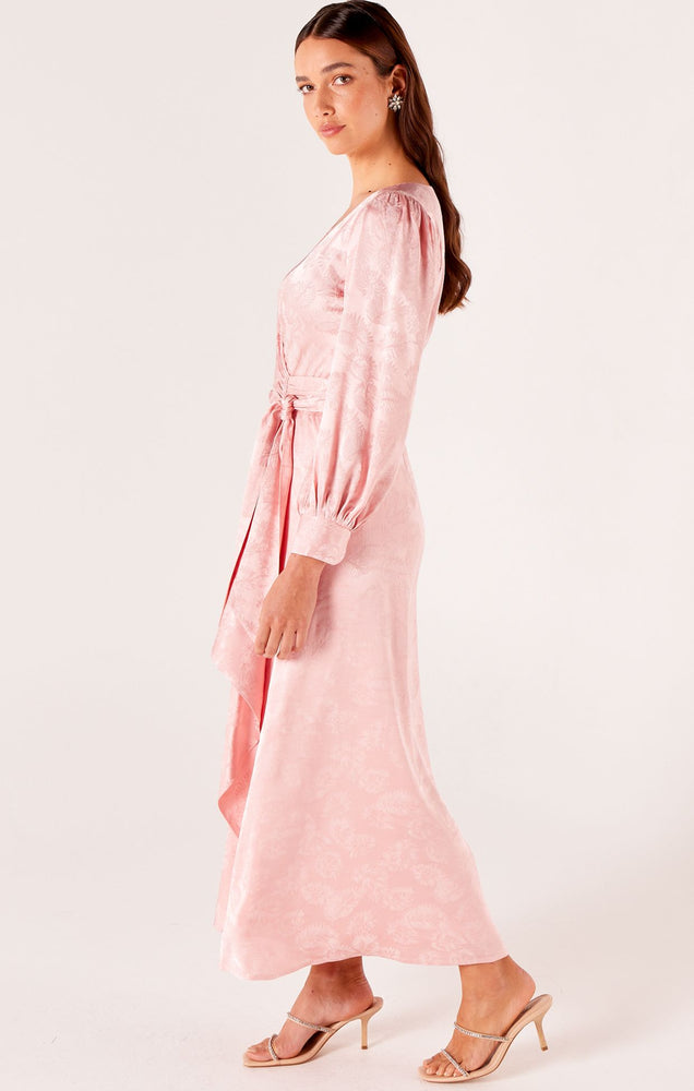 Versailles Wrap Dress - Pink Jacquard