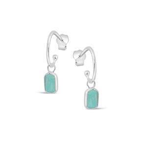 925 SS Amazonite Stud Earrings - Silver