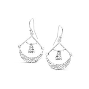 925 SS Beaten Boho Earrings - Silver