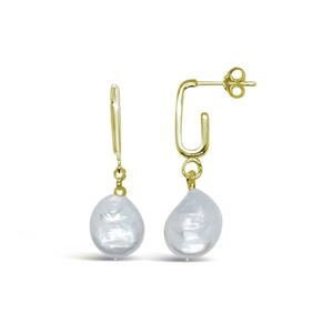 925 SS Freshwater Pearl Drop Earring - Gold