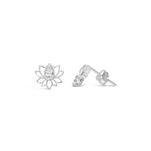 925 SS Lotus Flower Stud Earrings - Silver