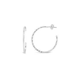 925 SS Patterned Hoop Earring - Silver