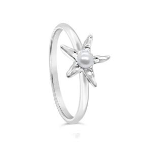 925 SS Starfish Ring with Freshwater Pearl - Silver