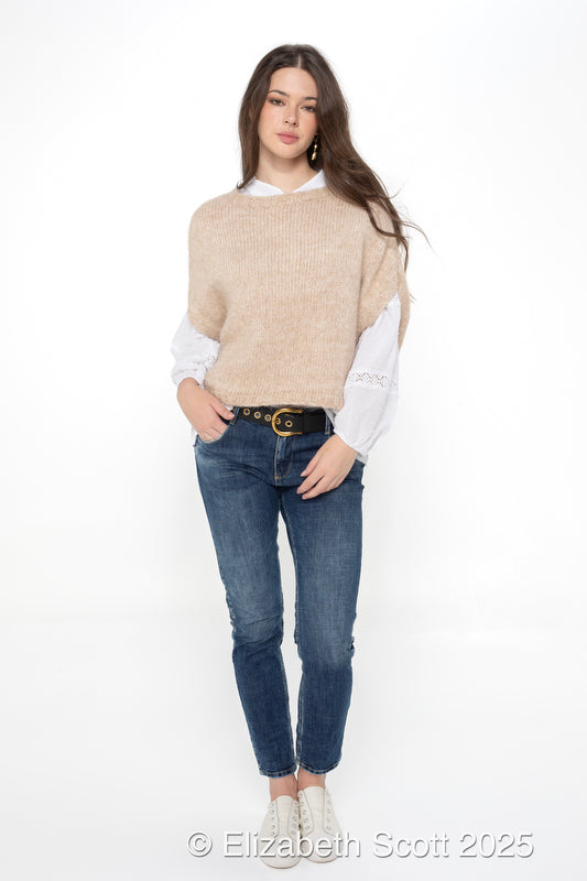 Alpaca Wool Blend Vest - Oatmeal