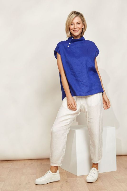 Halcyon Button Top - Cobalt