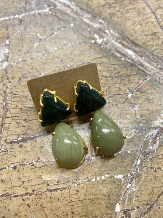 Statement Earrings - Green Tones