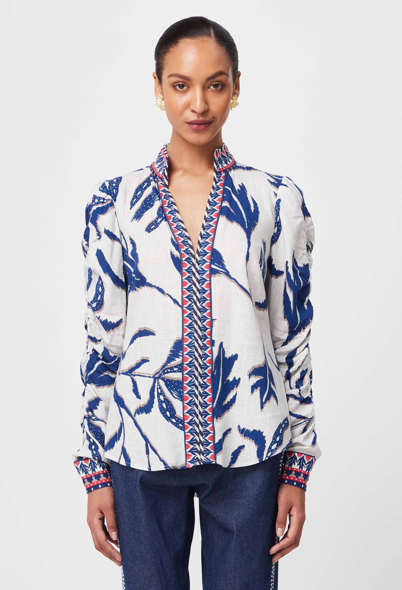 Pavilion Viscose Linen Shirt - Palm Shadow